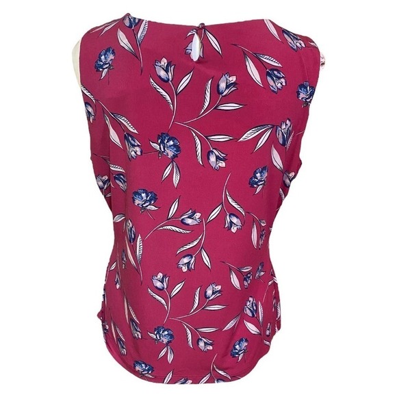 Ivanka Trump Pink Navy Floral Sleeveless Blouse Size M - Picture 4 of 10